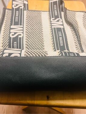Steve Madden Black and White Logo Tote Bag